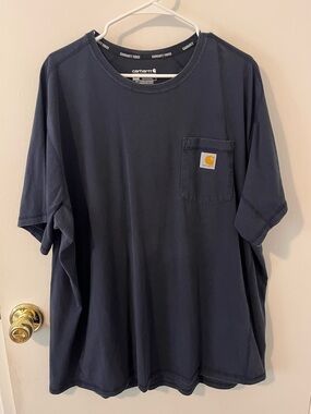 Carhartt Force Relaxed Fit Navy Blue Front Pocket Short Sleeve T-Shirt Tee 2XL